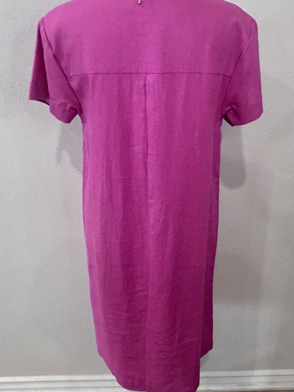 🩷”Anko” NWT Chic Fuchsia Linen Blend Short Sleeve Midi V-Neck Shirt Dress - Picture 5 of 10